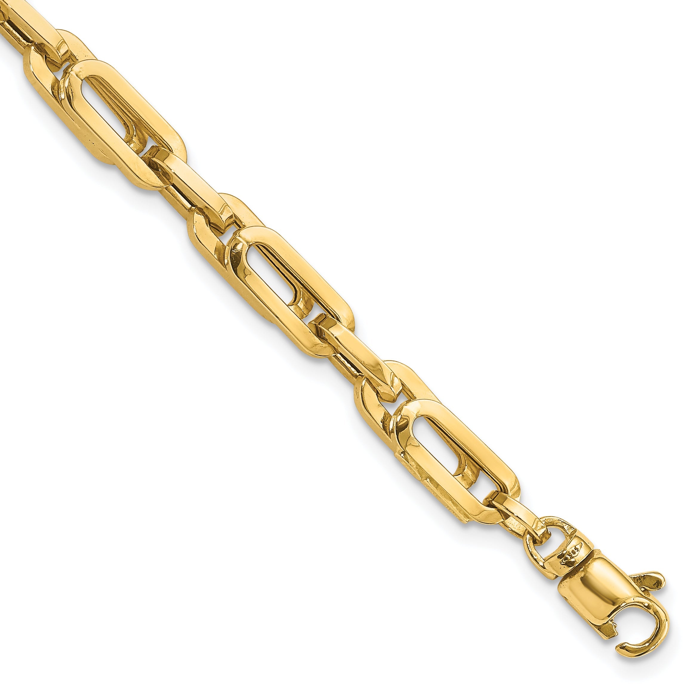 14K Gelbgold Gold Poliert Fantasieglieder Herren Gliederarmband