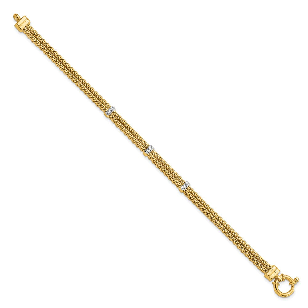 7.5 Zoll 14K mit Rhodium Poliert Doppelt Weizen Gliederarmband