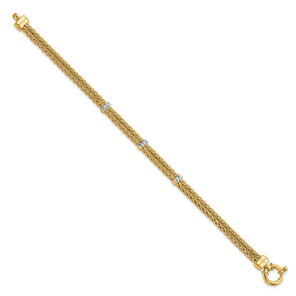 7.5 Zoll 14K mit Rhodium Poliert Doppelt Weizen Gliederarmband