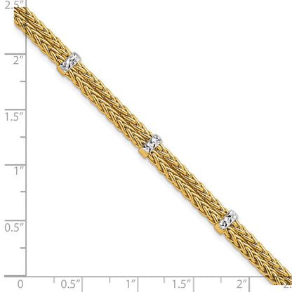 7.5 Zoll 14K mit Rhodium Poliert Doppelt Weizen Gliederarmband