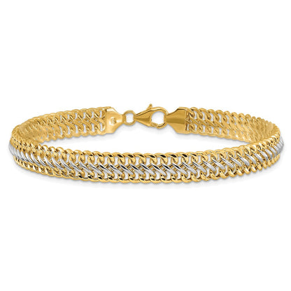14K & Weiß Rhodium Poliert Fantasieglieder Gliederarmband