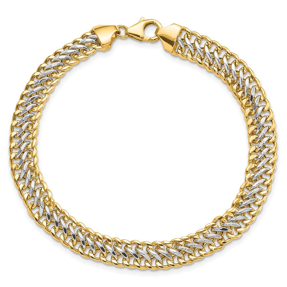 14K & Weiß Rhodium Poliert Fantasieglieder Gliederarmband