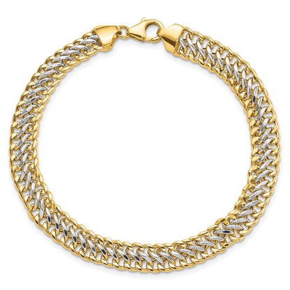 14K & Weiß Rhodium Poliert Fantasieglieder Gliederarmband