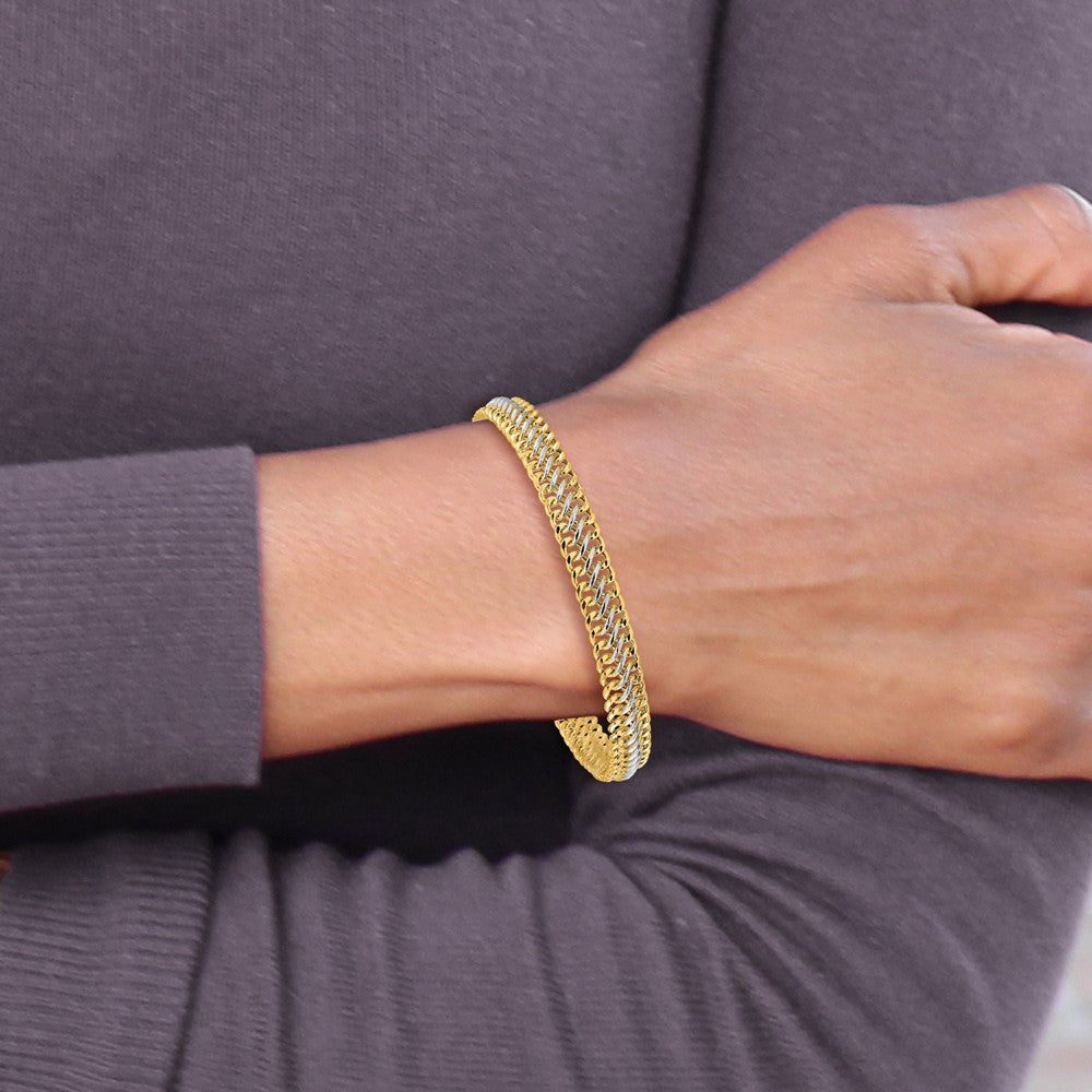 14K & Weiß Rhodium Poliert Fantasieglieder Gliederarmband