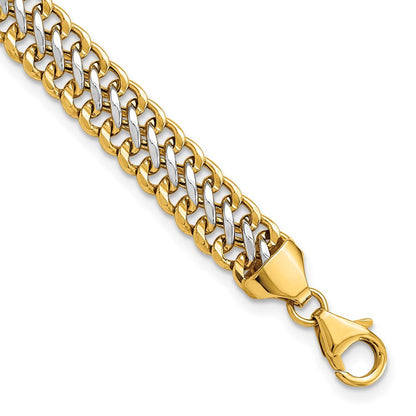 14K & Weiß Rhodium Poliert Fantasieglieder Gliederarmband