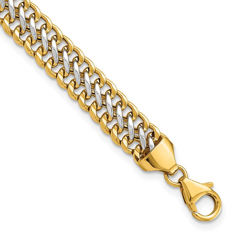 14K & Weiß Rhodium Poliert Fantasieglieder Gliederarmband