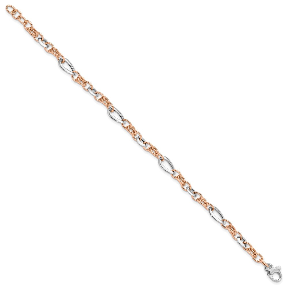 14K Roségold Bicolor Weiß und Rose Fantasieglieder Gliederarmband