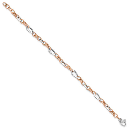 14K Roségold Bicolor Weiß und Rose Fantasieglieder Gliederarmband