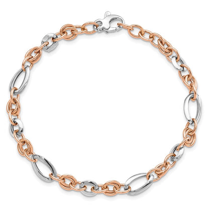 14K Roségold Bicolor Weiß und Rose Fantasieglieder Gliederarmband