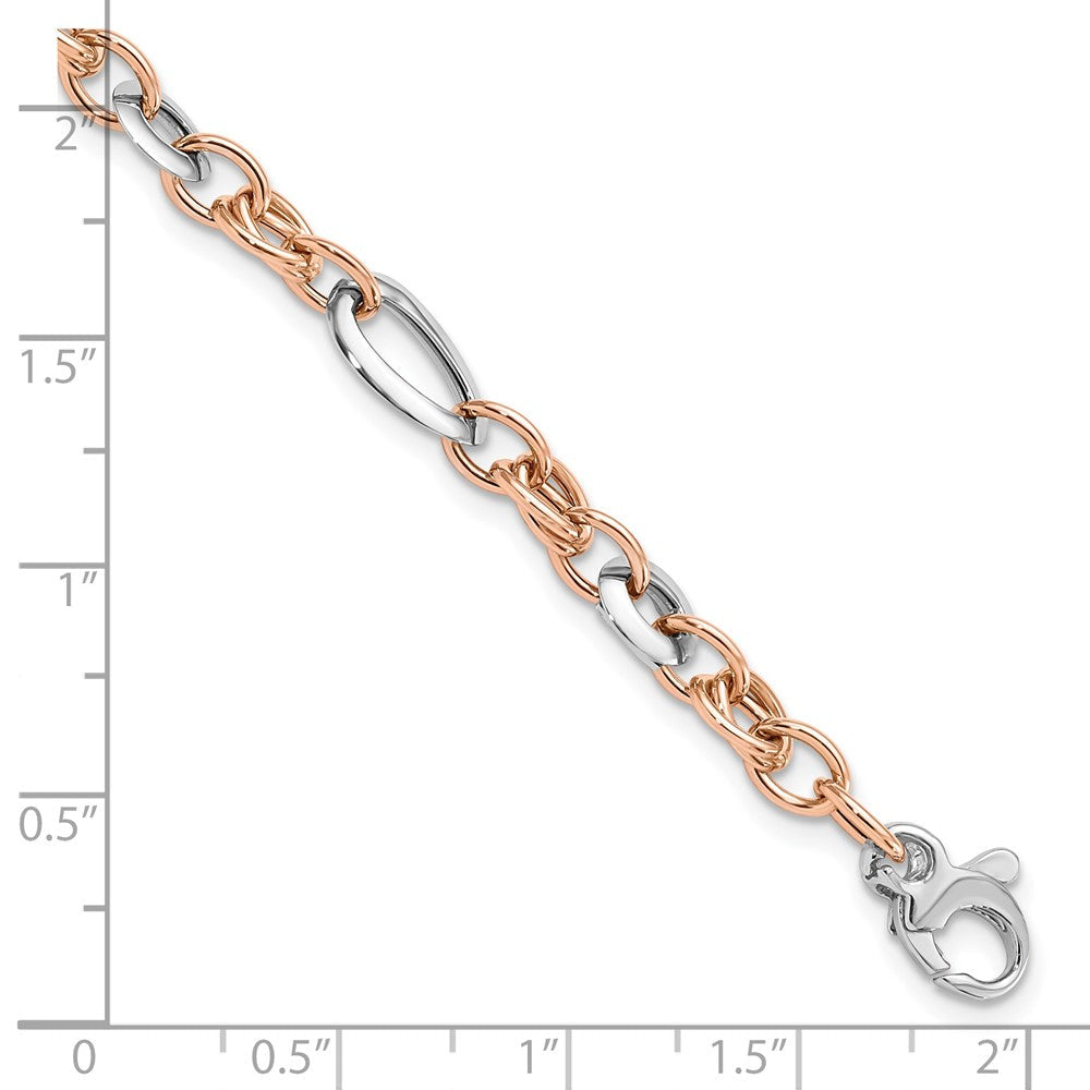14K Roségold Bicolor Weiß und Rose Fantasieglieder Gliederarmband