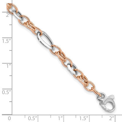 14K Roségold Bicolor Weiß und Rose Fantasieglieder Gliederarmband