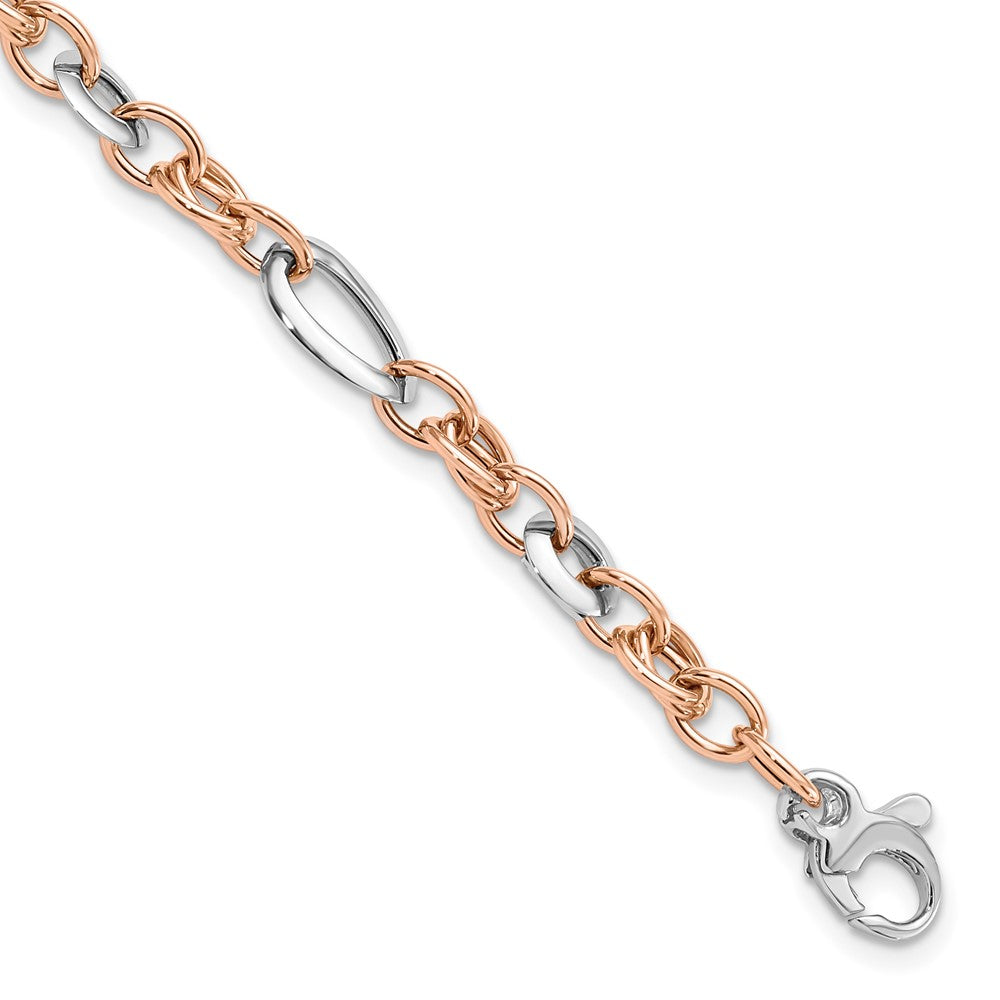 14K Roségold Bicolor Weiß und Rose Fantasieglieder Gliederarmband