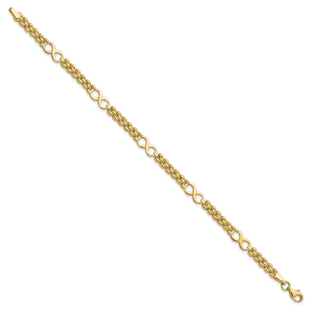 7.5 Zoll 14K Poliert Unendlichkeit und Fantasieglieder 7.5 Zoll Armband