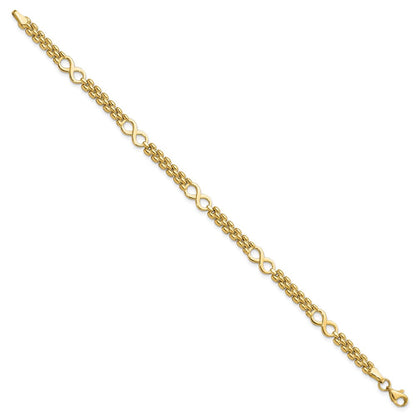 7.5 Zoll 14K Poliert Unendlichkeit und Fantasieglieder 7.5 Zoll Armband