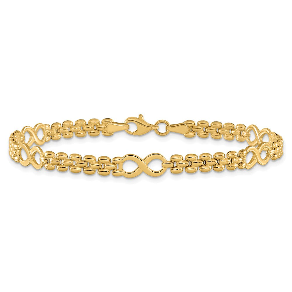 7.5 Zoll 14K Poliert Unendlichkeit und Fantasieglieder 7.5 Zoll Armband