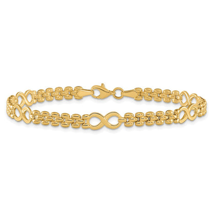 7.5 Zoll 14K Poliert Unendlichkeit und Fantasieglieder 7.5 Zoll Armband
