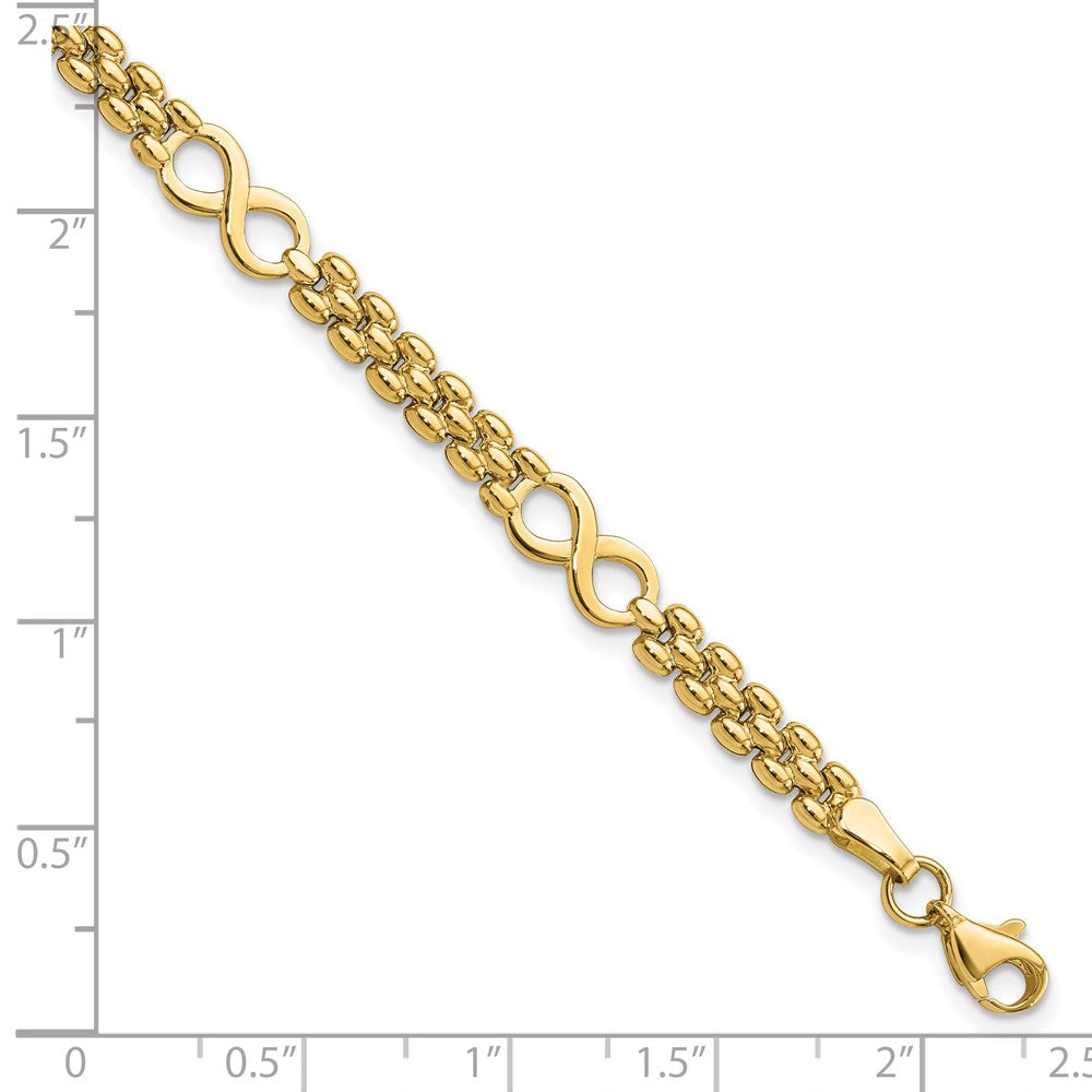7.5 Zoll 14K Poliert Unendlichkeit und Fantasieglieder 7.5 Zoll Armband