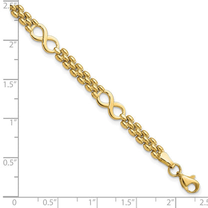 7.5 Zoll 14K Poliert Unendlichkeit und Fantasieglieder 7.5 Zoll Armband
