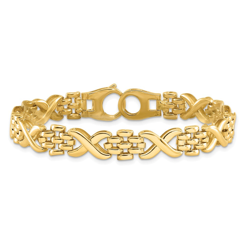 7.5 Zoll 14K Poliert X und O Fantasieglieder 7.5 Zoll Armband