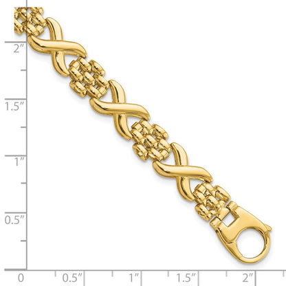 7.5 Zoll 14K Poliert X und O Fantasieglieder 7.5 Zoll Armband