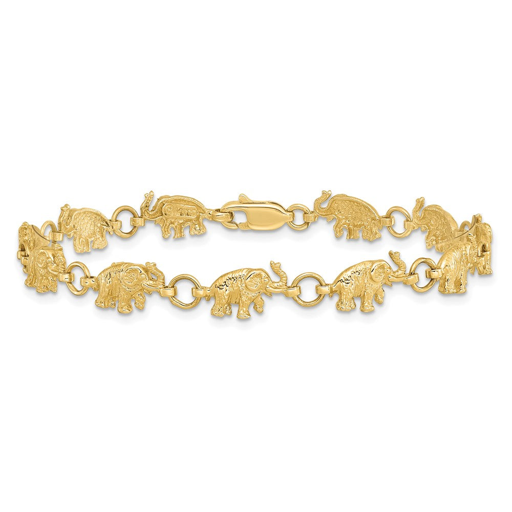 14K 8 Zoll Diamantiert Klein Elephants mit Trunks Erhaben Armband