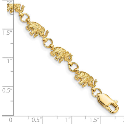 14K 8 Zoll Diamantiert Klein Elephants mit Trunks Erhaben Armband