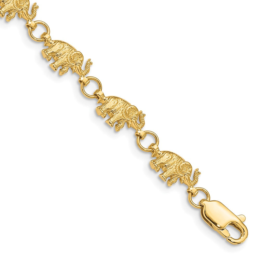 14K 8 Zoll Diamantiert Klein Elephants mit Trunks Erhaben Armband
