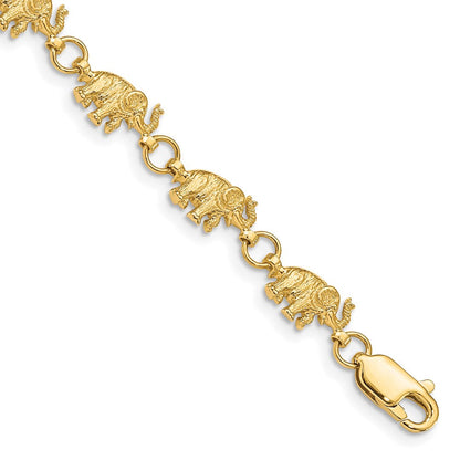 14K 8 Zoll Diamantiert Klein Elephants mit Trunks Erhaben Armband