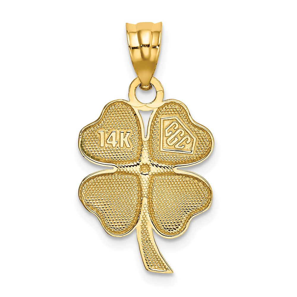 14K Gelbgold Emailliert Vier Blatt Klee Anhänger