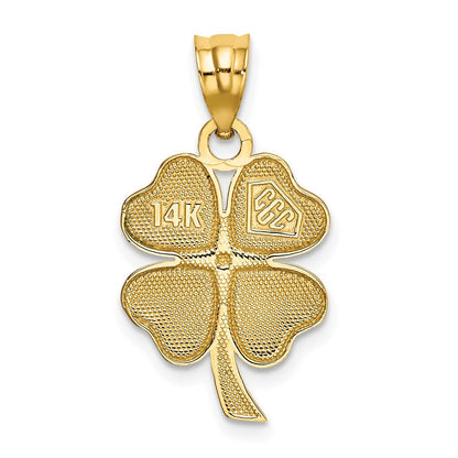 14K Gelbgold Emailliert Vier Blatt Klee Anhänger