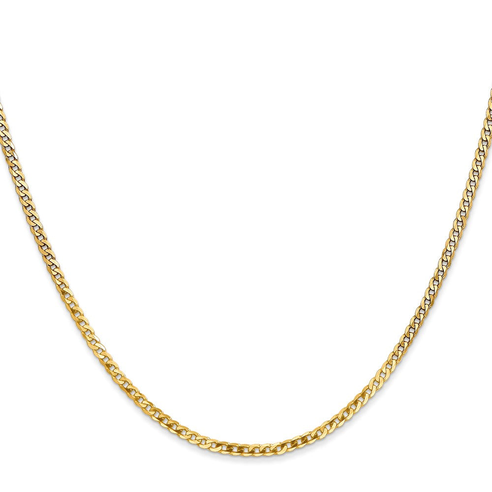 14K Gelbgold 2.2mm Flach Abgeschrägt Panzer mit Karabinerverschluss Halskette