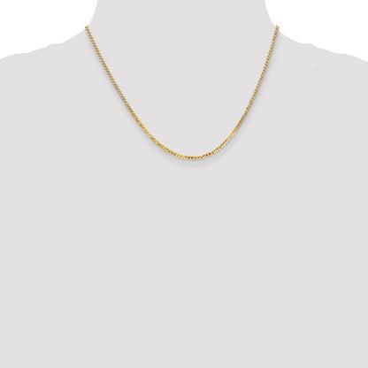 14K Gelbgold 2.2mm Flach Abgeschrägt Panzer mit Karabinerverschluss Halskette