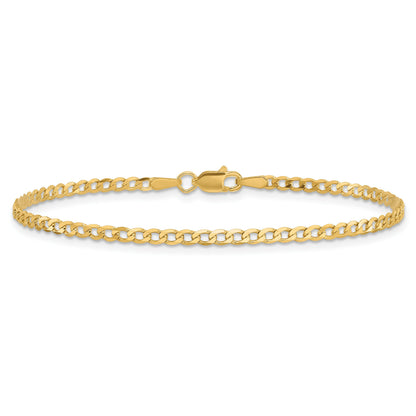 14K Gelbgold 2.2mm Flach Abgeschrägt Panzer mit Karabinerverschluss Gliederarmband