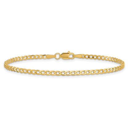 14K Gelbgold 2.2mm Flach Abgeschrägt Panzer mit Karabinerverschluss Gliederarmband