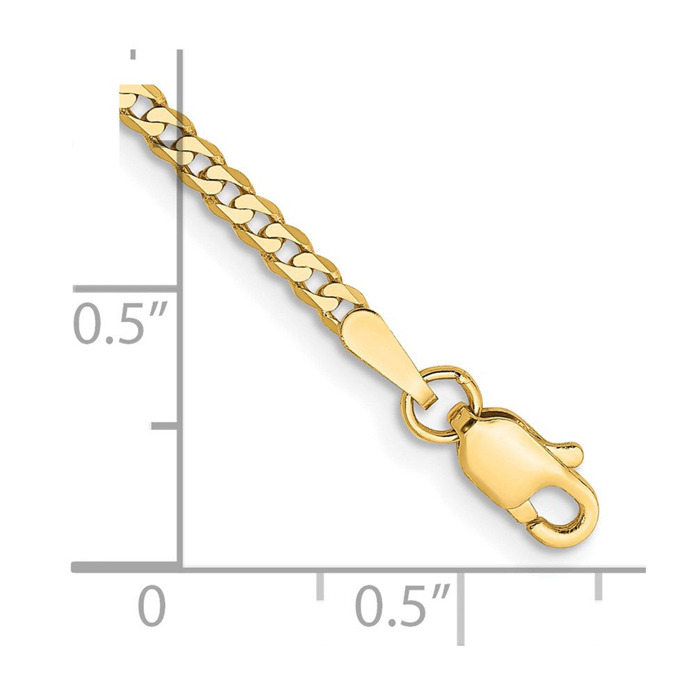 14K Gelbgold 2.2mm Flach Abgeschrägt Panzer mit Karabinerverschluss Anket Kette Fußkettchen