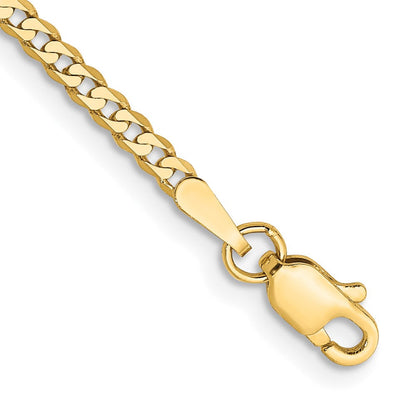 14K Gelbgold 2.2mm Flach Abgeschrägt Panzer mit Karabinerverschluss Anket Kette Fußkettchen