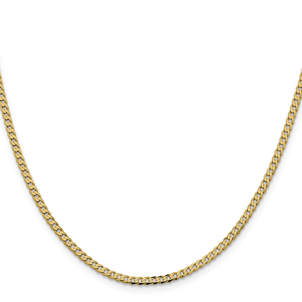 14K Gelbgold 2.3mm Flach Abgeschrägt Panzer mit Karabinerverschluss Halskette