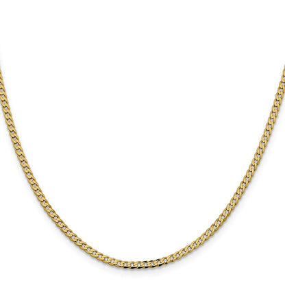 14K Gelbgold 2.3mm Flach Abgeschrägt Panzer mit Karabinerverschluss Halskette