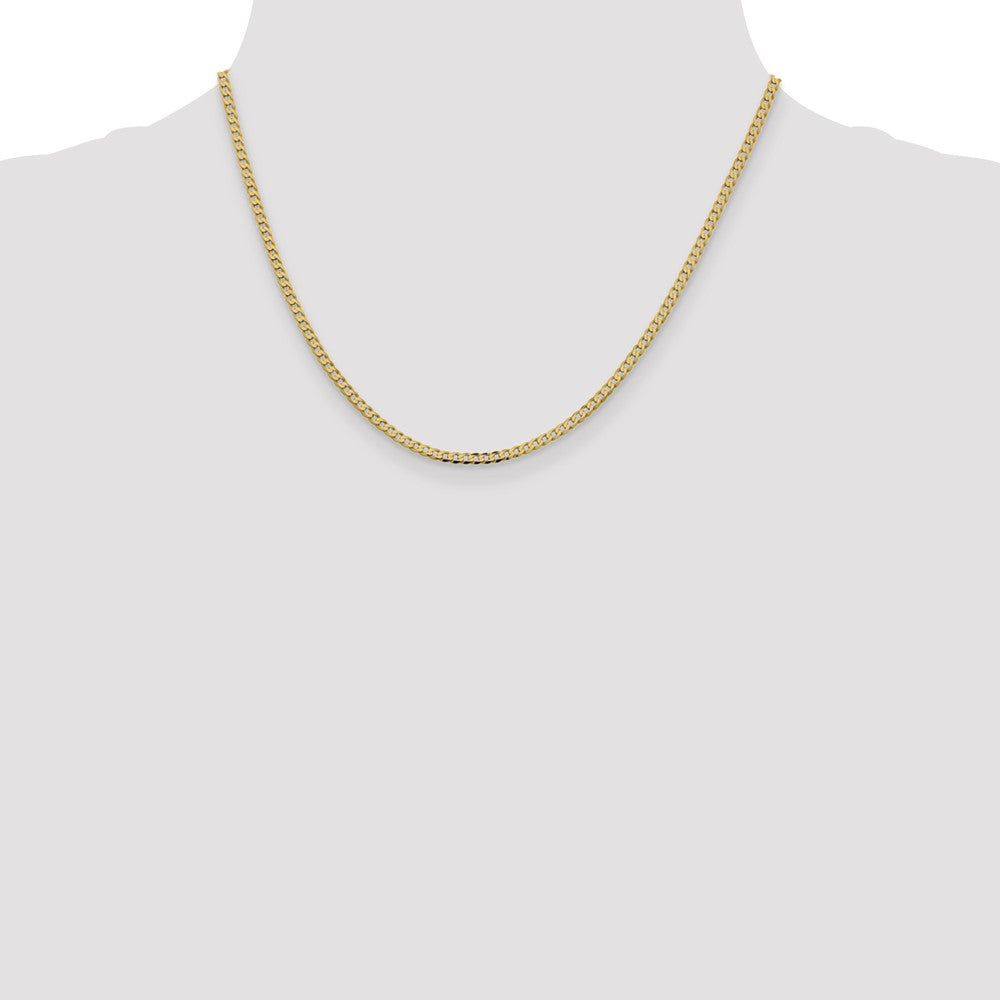 14K Gelbgold 2.3mm Flach Abgeschrägt Panzer mit Karabinerverschluss Halskette
