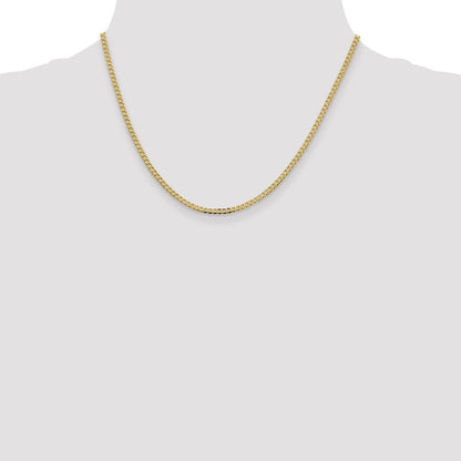 14K Gelbgold 2.3mm Flach Abgeschrägt Panzer mit Karabinerverschluss Halskette