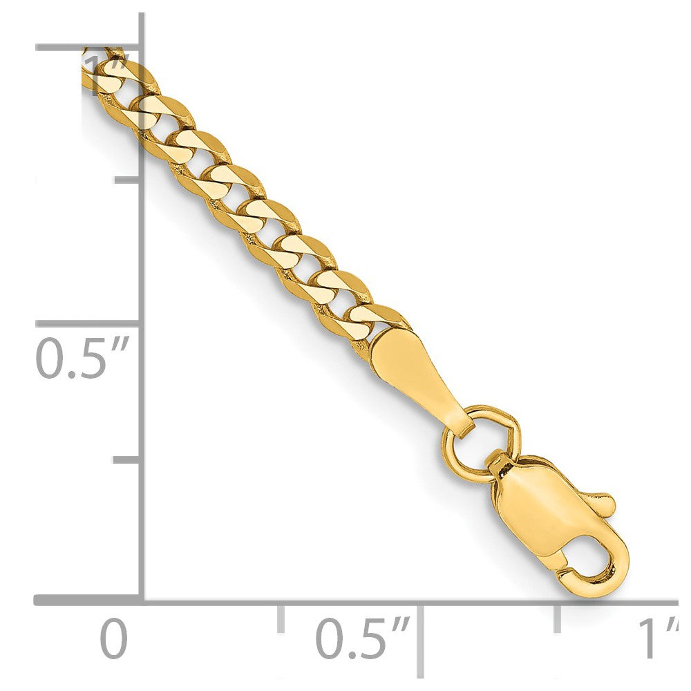 14K Gelbgold 2.3mm Flach Abgeschrägt Panzer mit Karabinerverschluss Anket Kette Fußkettchen