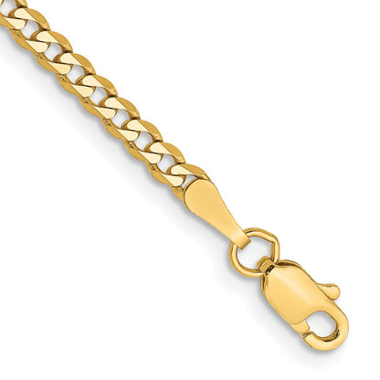 14K Gelbgold 2.3mm Flach Abgeschrägt Panzer mit Karabinerverschluss Gliederarmband