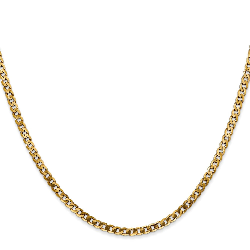 14K Gelbgold 2.9mm Flach Abgeschrägt Panzer mit Karabinerverschluss Halskette