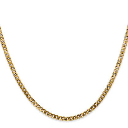 14K Gelbgold 2.9mm Flach Abgeschrägt Panzer mit Karabinerverschluss Halskette