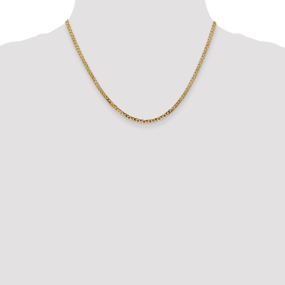 14K Gelbgold 2.9mm Flach Abgeschrägt Panzer mit Karabinerverschluss Halskette