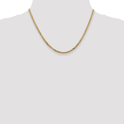 14K Gelbgold 2.9mm Flach Abgeschrägt Panzer mit Karabinerverschluss Halskette