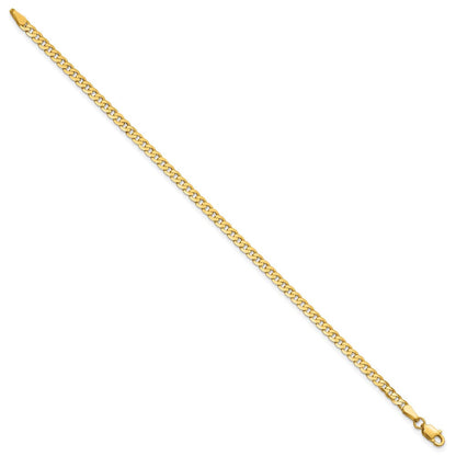 14K Gelbgold 2.9mm Flach Abgeschrägt Panzer mit Karabinerverschluss Anket Kette Fußkettchen