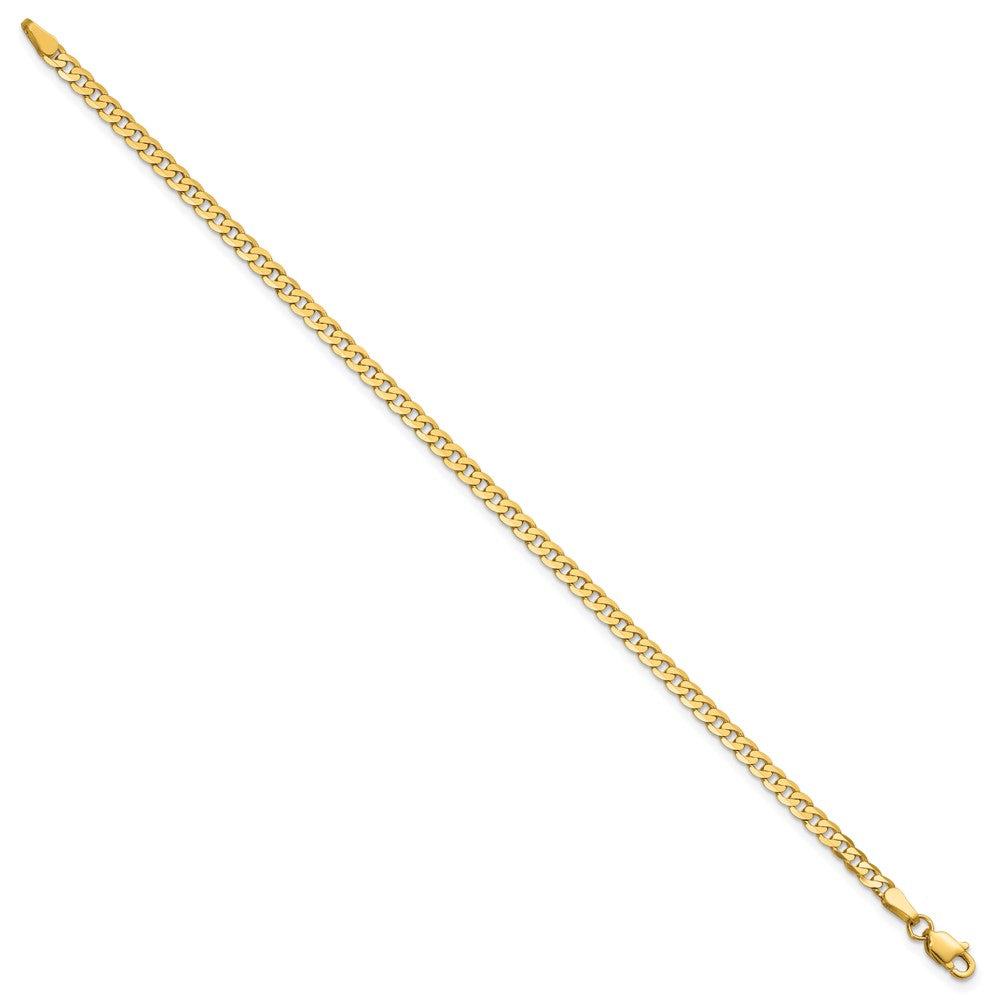 14K Gelbgold 2.9mm Flach Abgeschrägt Panzer mit Karabinerverschluss Gliederarmband