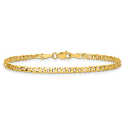 14K Gelbgold 2.9mm Flach Abgeschrägt Panzer mit Karabinerverschluss Anket Kette Fußkettchen