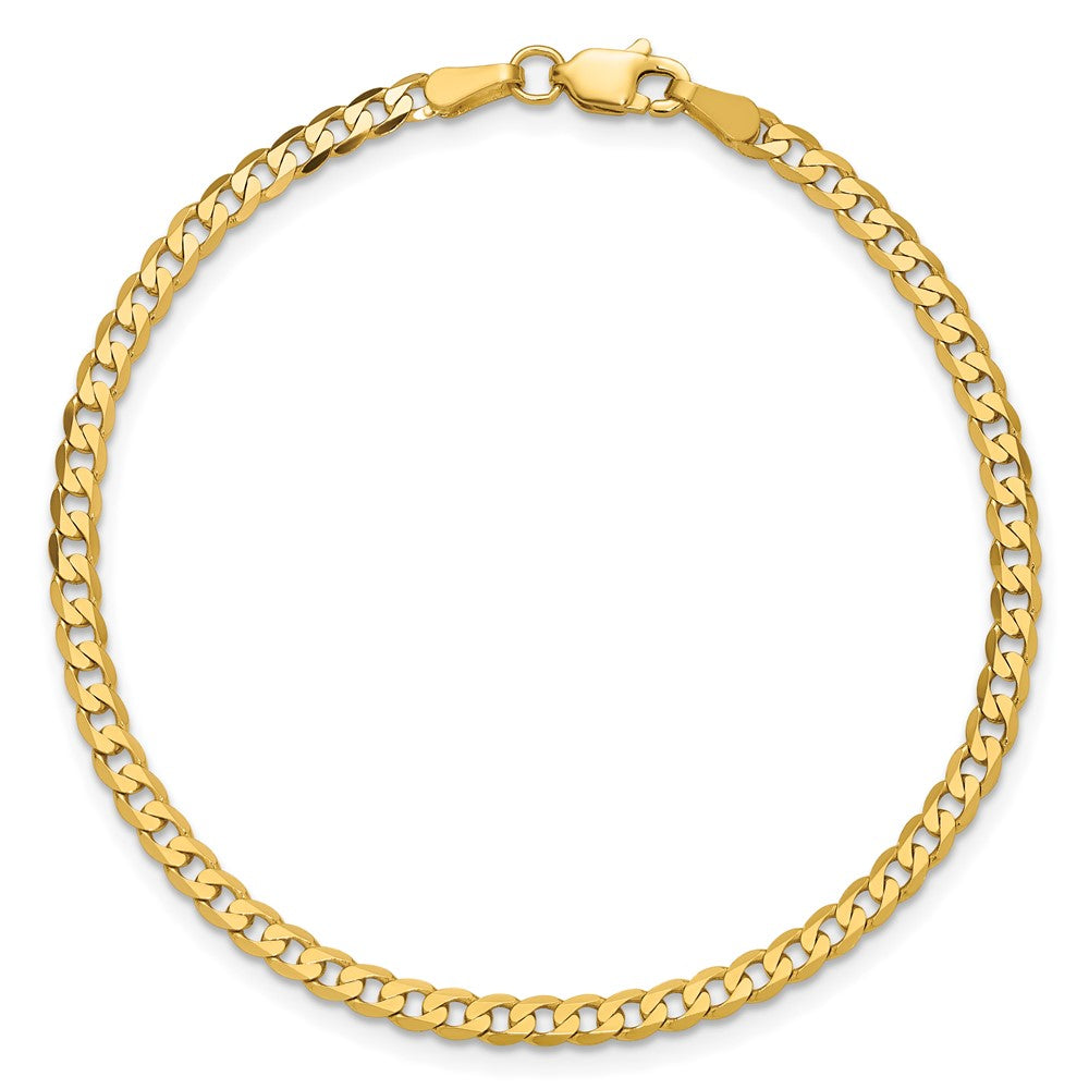 14K Gelbgold 2.9mm Flach Abgeschrägt Panzer mit Karabinerverschluss Anket Kette Fußkettchen